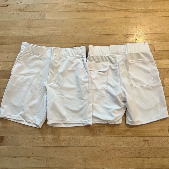 2 Pair Mens Baseball Football Coaches Shorts White Size Small Above Knee Pockets - Picture 1 of 11